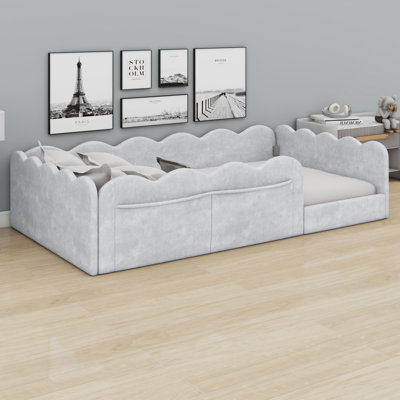 Modern Upholstered Floor Bed, Low Profile Platform Bed Frame