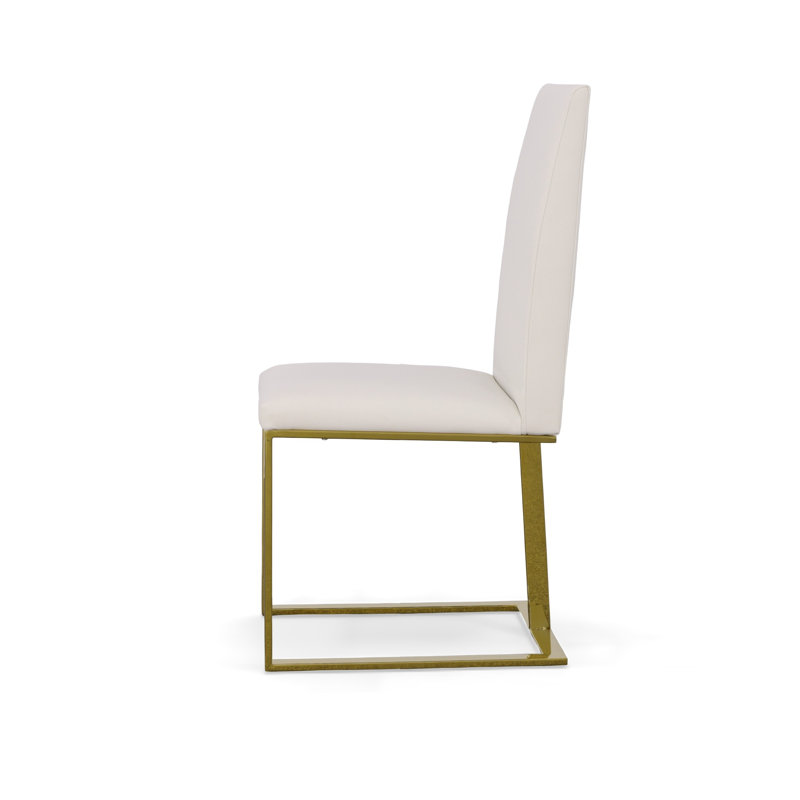 Chaise d'appoint rembourrée en blanc Chrishelle, Or