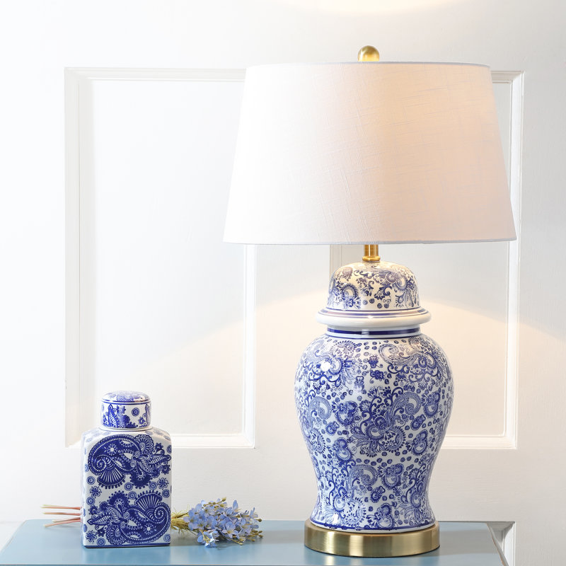Deziree 29.5" Table Lamp, Blue/White