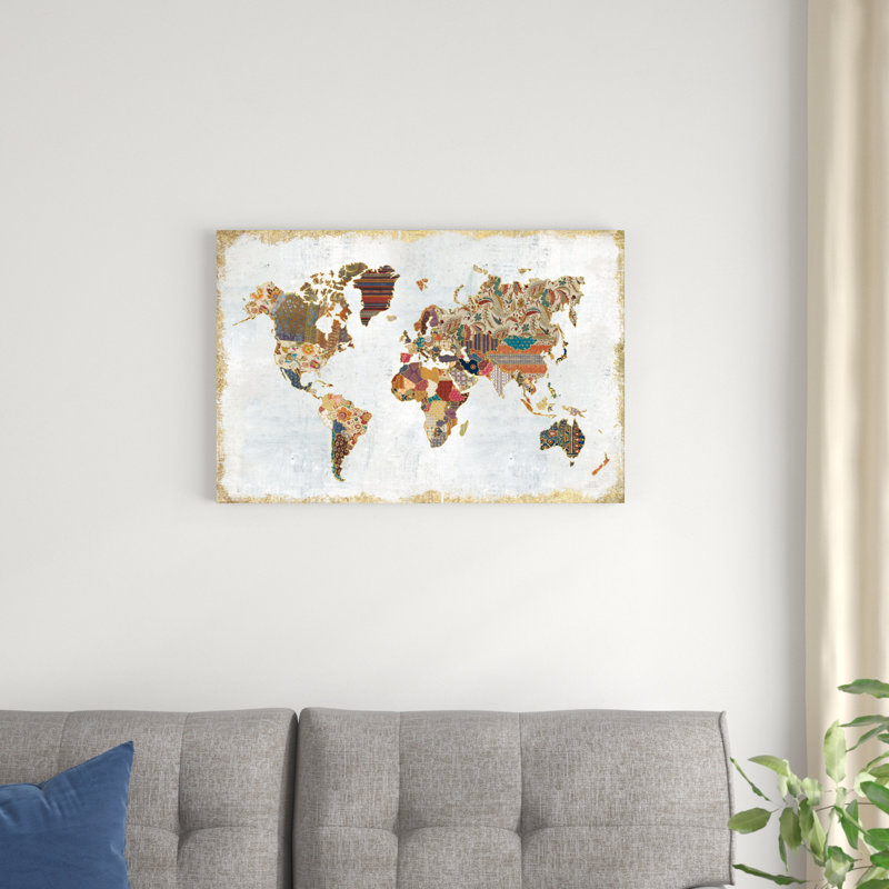 " Pattern World Map " by Laura Marshall, 20" H x 30" W x 1.25" D