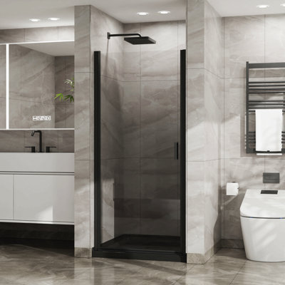 Porte de douche pivotante 72 po, porte de douche en verre trempé de 1/4 po d'épaisseur, conception sans cadre