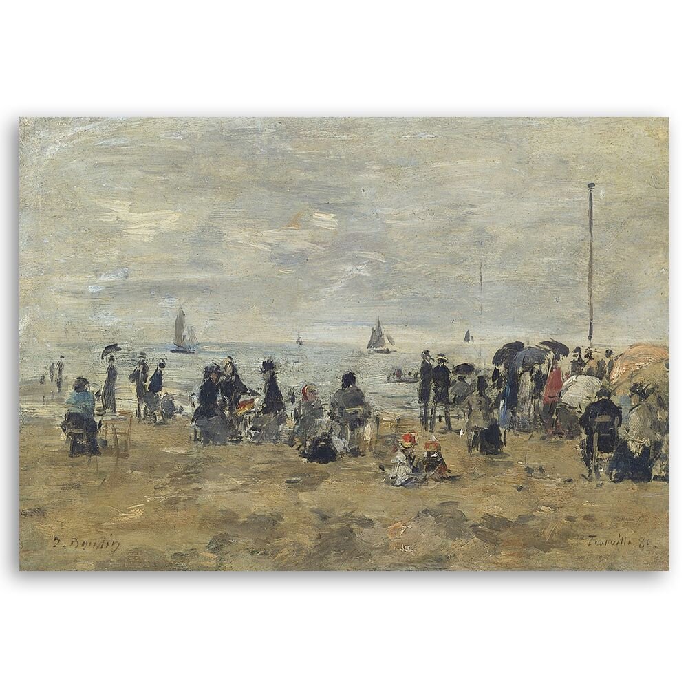 Gerahmtes Leinwandbild Trouville Scène De Plage von Eugène Boudin