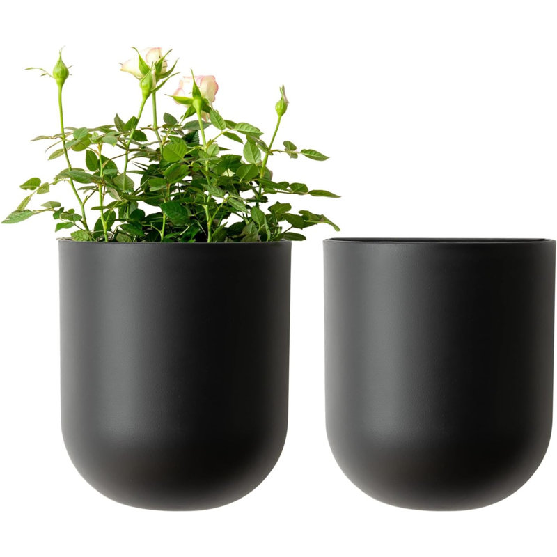 Jardinières murales suspendues pour plantes d'intérieur P Pots de fleurs suspendus pour plantes grasses, ensemble de 2, 5,7 L * 4,1 l * 7 H, noir