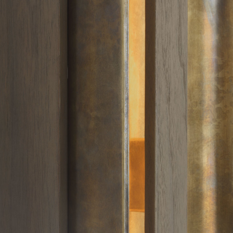 Anne-Marie Barton Remi 18" Sconce, Mottled Brass/Warm Walnut