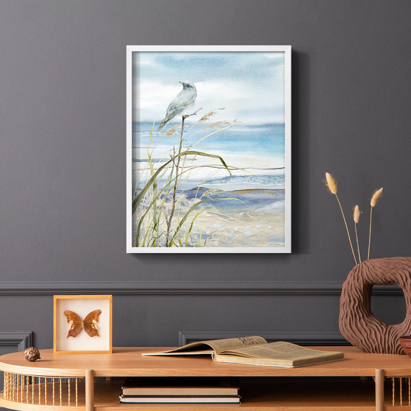 Seaside Rest I Framed Print - Solid Wood, 20" H x 16" W, White