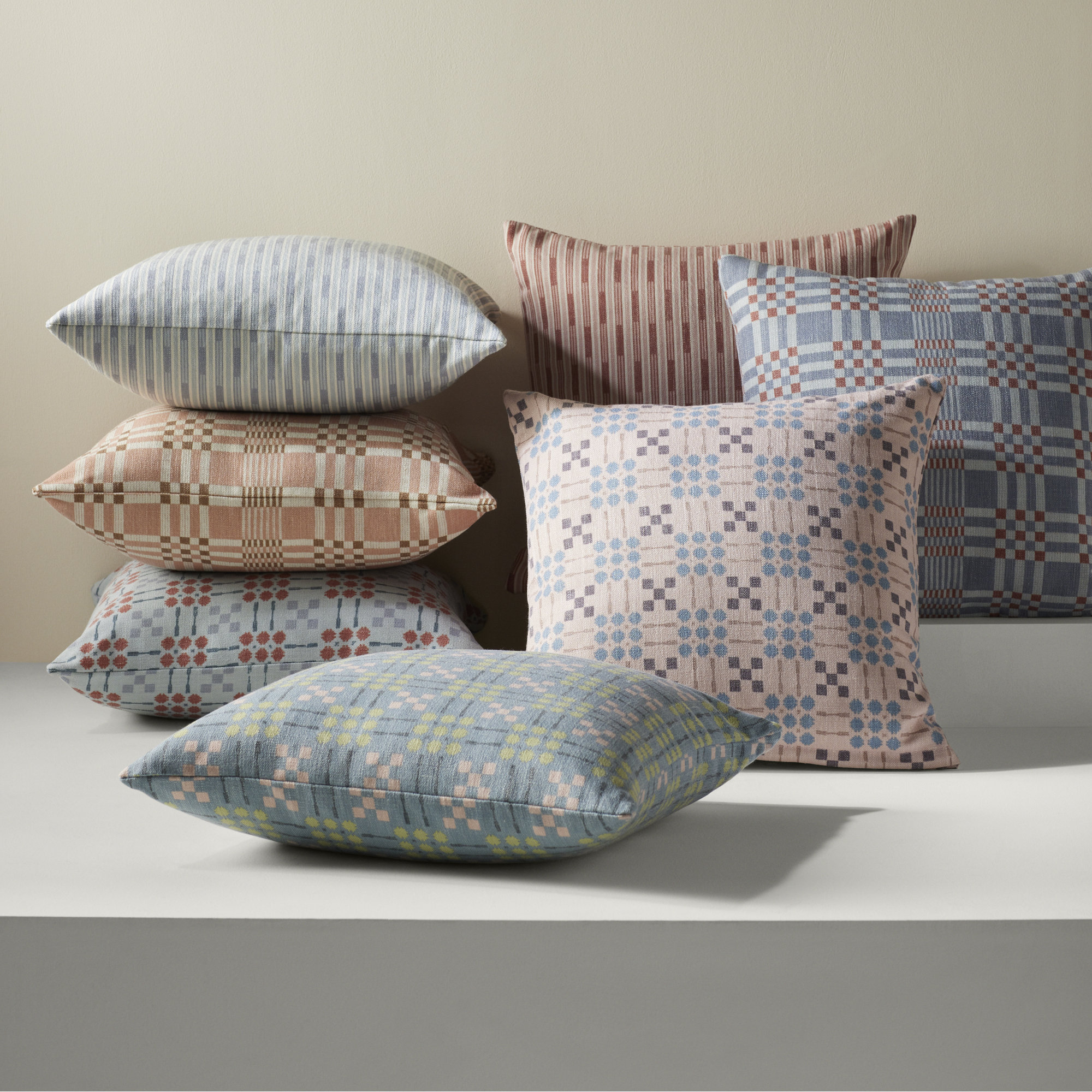 Gridwork Geometric Accent Pillow, Rectangle 14"H x 26"W, Blue, Polyester