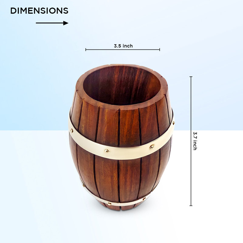 Ensemble de deux porte-stylos en bois décoratifs en forme de tonneau à vin