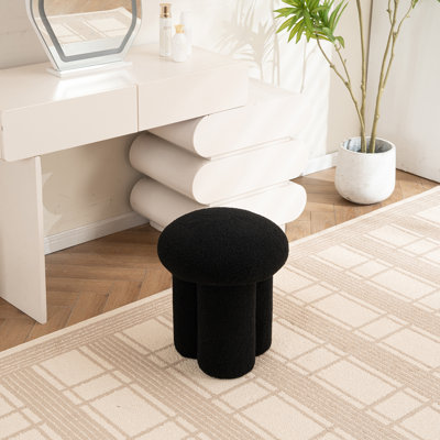 Tabouret de coiffeuse Mushroom, repose-pieds rond rembourré en Sherpa, tabouret moderne pour le salon, le vestibule et la chambre à coucher