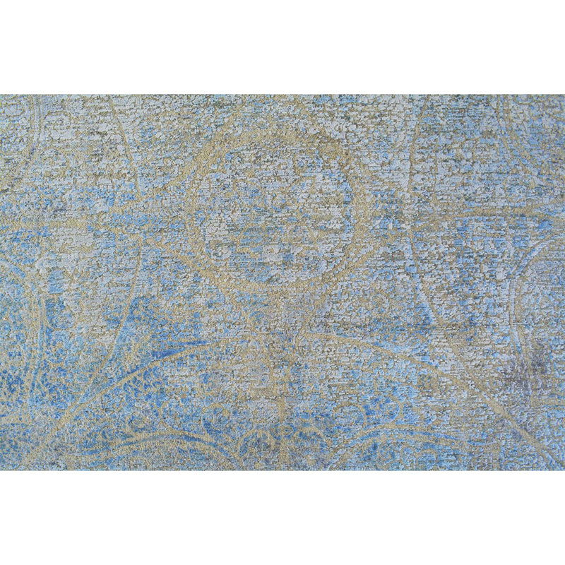 Handmade Silk and Wool Abstract Area Rug, Rectangle 6' x 9'