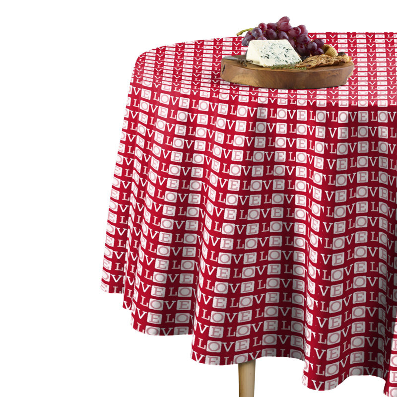 Zabala Geometric Round Valentine's Day Tablecloth, 70" x 70"