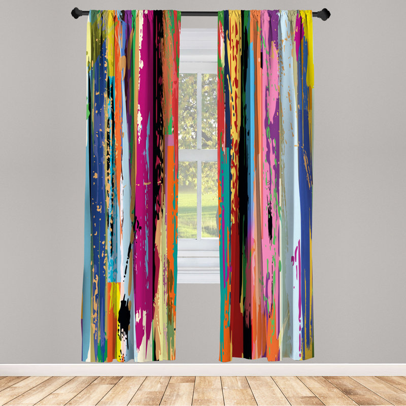 Microfiber Floral Semi-Sheer Rod Pocket Curtain Panels, 28" W x 84" L
