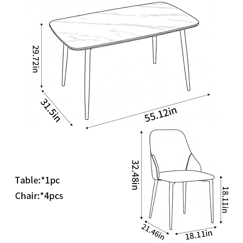 Fitzgerald, 5 pièces: table, 4 chaises