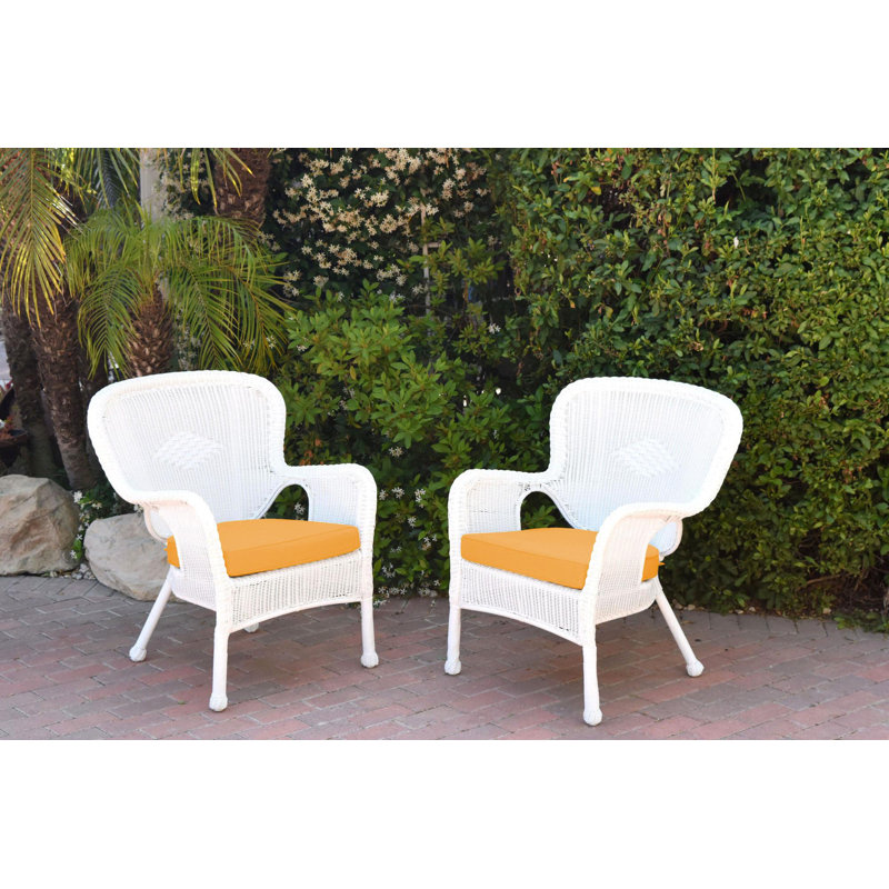 Batchelder Wicker Outdoor Lounge Chair, Sage Green, White
