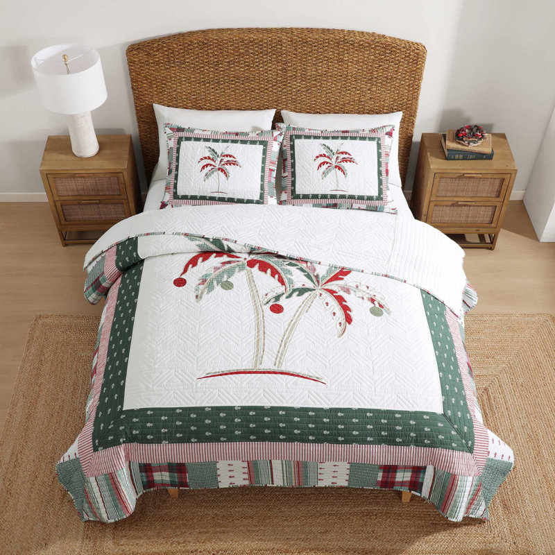 Ensemble de courtepointe réversible Tommy Bahama Palm Tree, Courtepointe très grand et 2 très grandes taies 