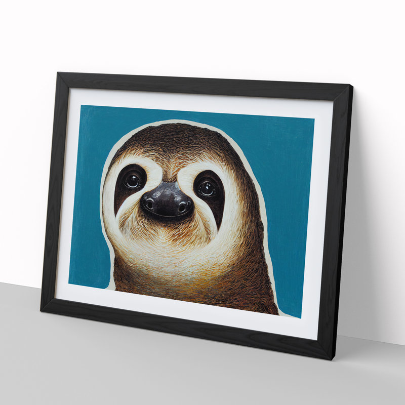 Sloth Portrait Vol.4 - Framed Print, Black, 46cm H x 64cm W x 2cm D