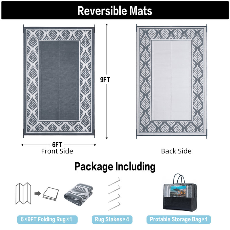 Tapis extérieur bleu marine, Rectangle 6 pi x 9 pi