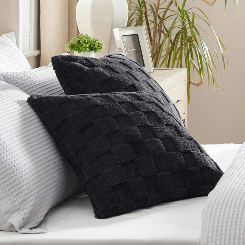 Bedsure Checkered Throw Pillow Covers, Black