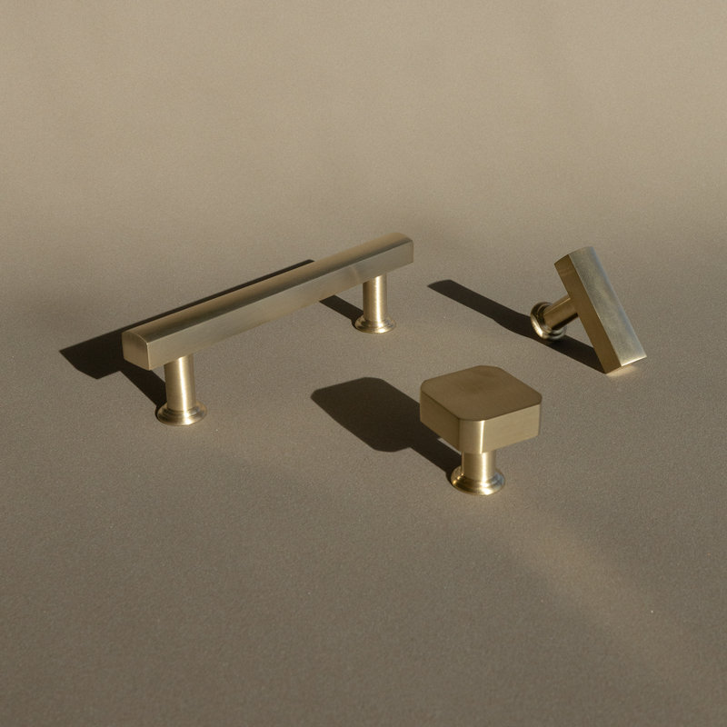 Mod Square Knob, Unlacquered Satin Brass