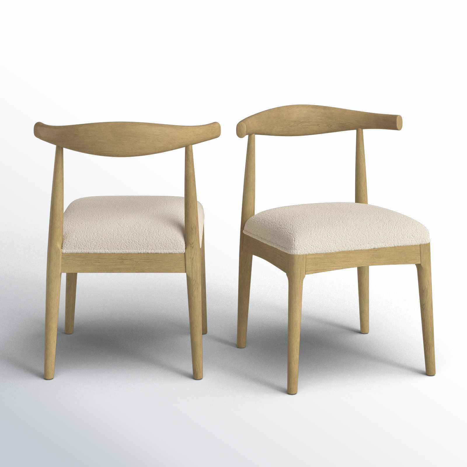 Asheboro Upholstered Wing Back Side Chair, Ivory, Light Ash