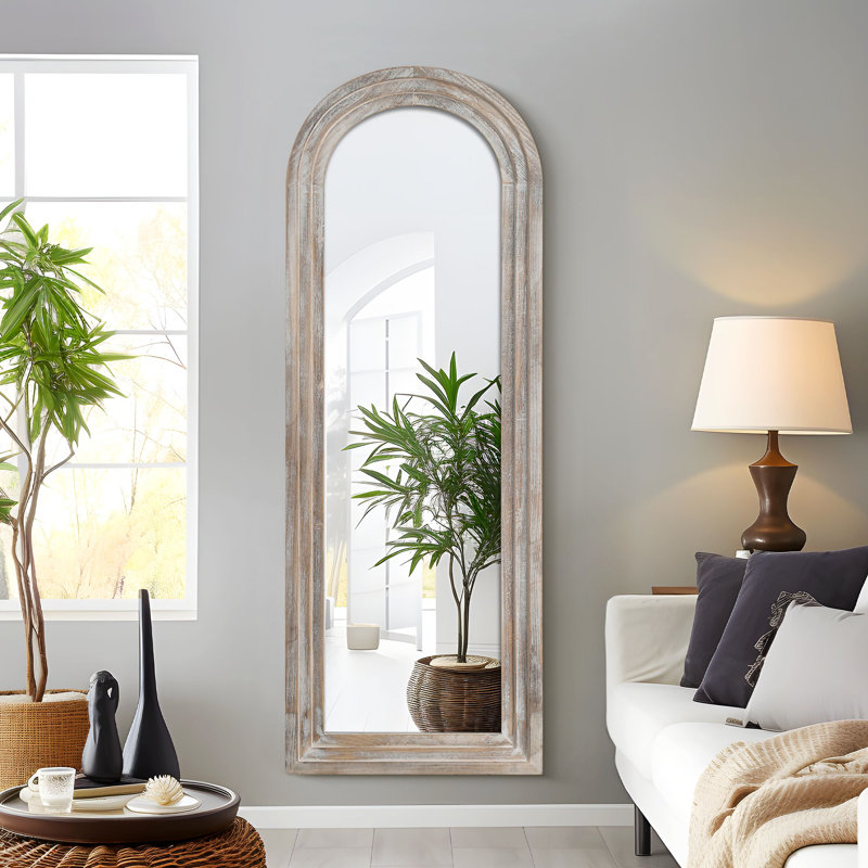 Miroir mural pleine longueur Dainah, Blanc patiné, 64 po x 21 po