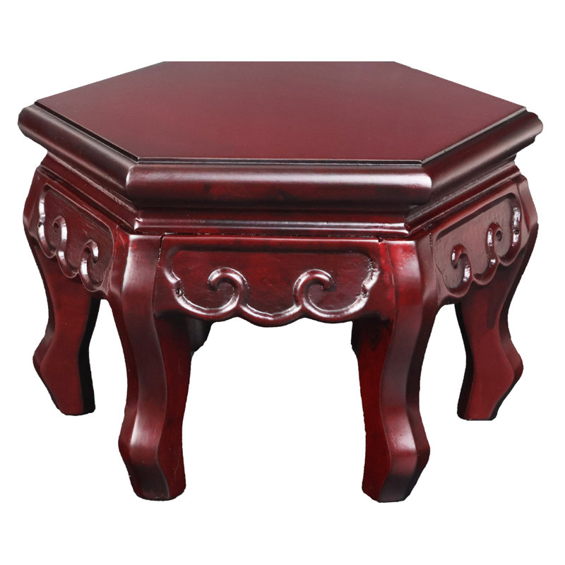 Hexagonal Solid Rosewood Chinese Vase Stand