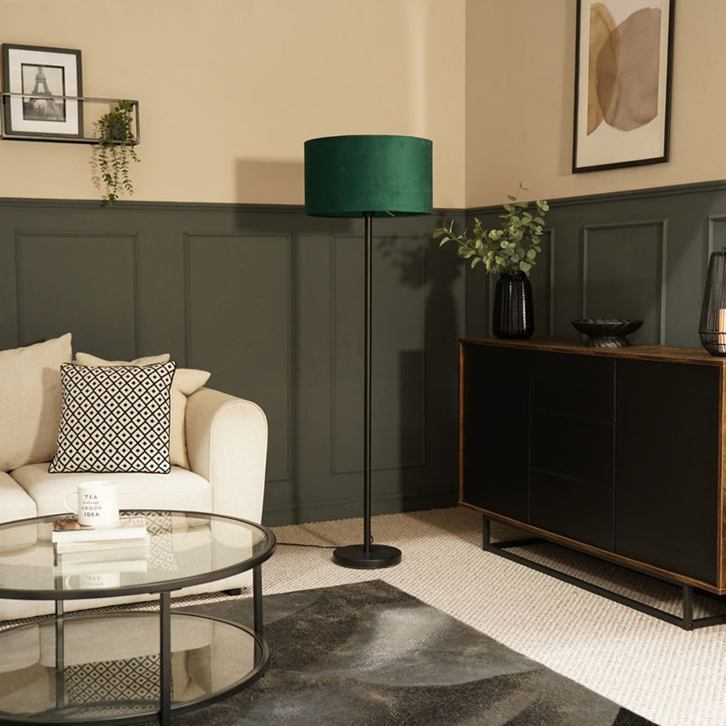 Pearletta Traditional Floor Lamp, Black, No, Green