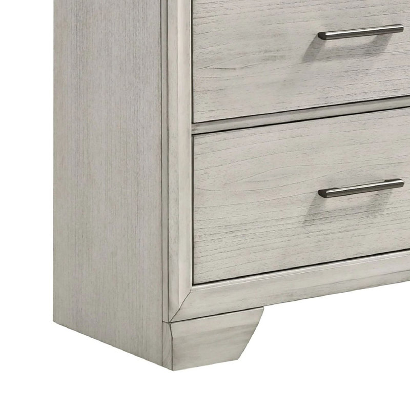 Ensemble de commode 2 miroirs Jeni, 7 tiroirs, brume blanche rustique