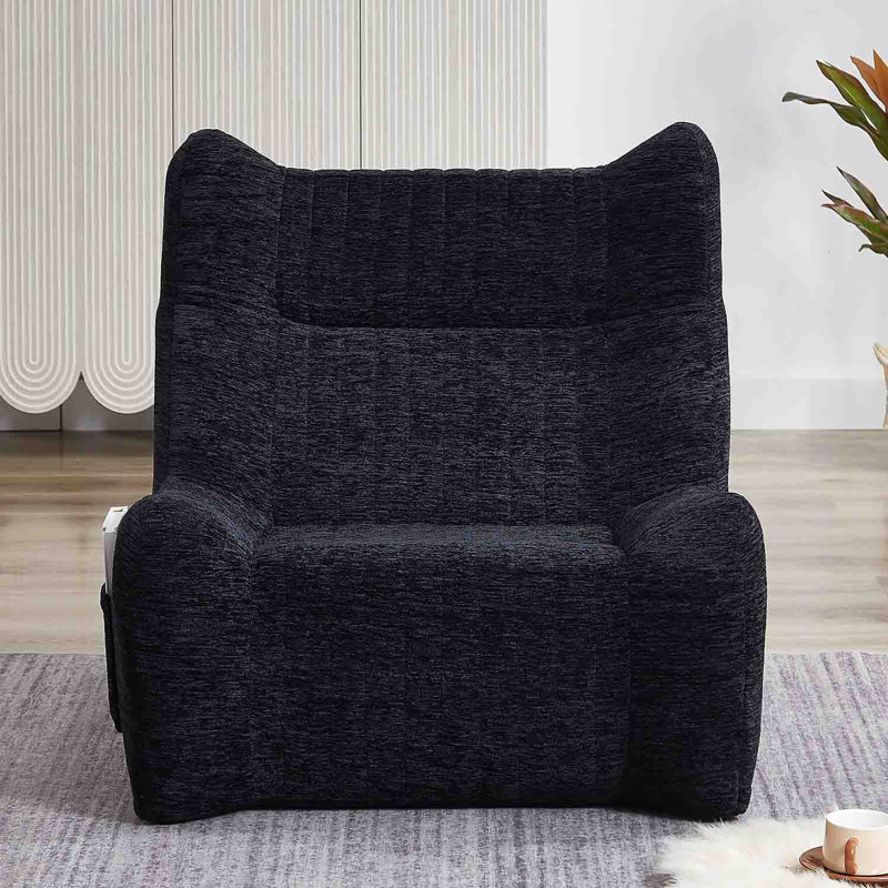 Fauteuil à billes surdimensionné en chenille, Noir
