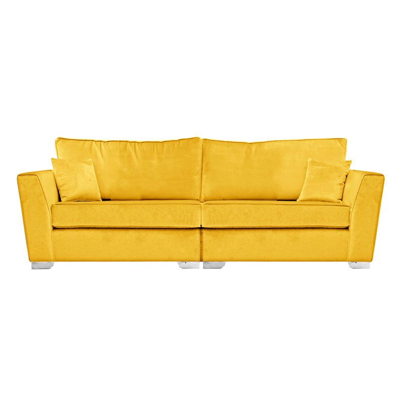 Quade 4 Seater Velvet Sofa, Lemon