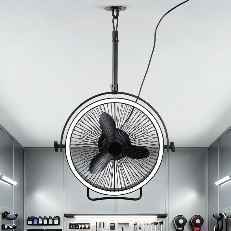  Modern 20" Dual Hanging Rotatable 3CCT LED Plug-In Garage Ceiling Fan With Remote, 6-Speed Reversible DC Motor, Dimmable
