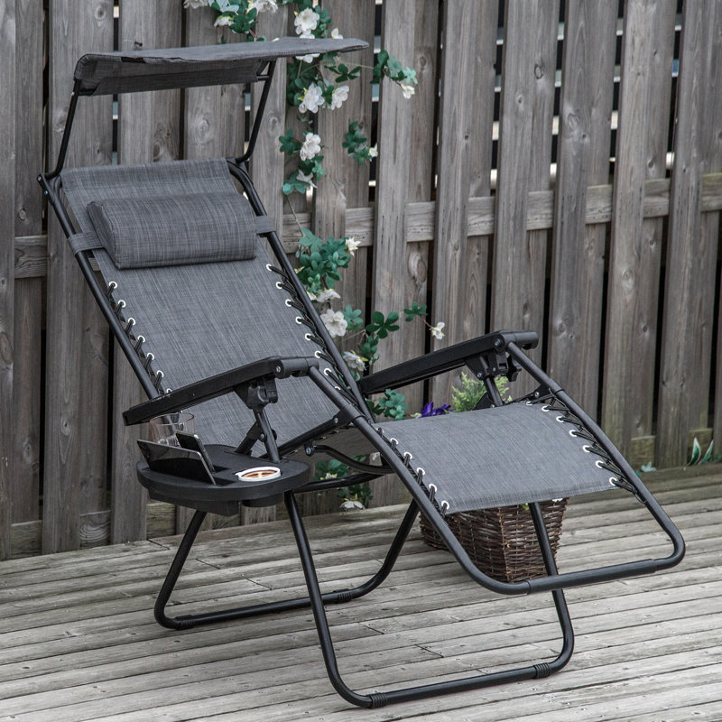 Méridienne pliable avec abat-jour, plateau latéral et porte-gobelet