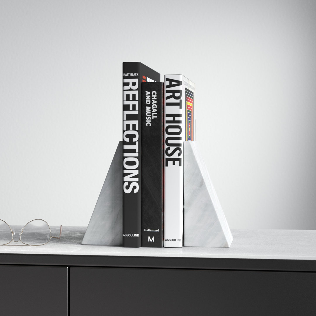 Modern & Contemporary Marble Non-Skid Bookends (Set of 2) Ivy Bronx