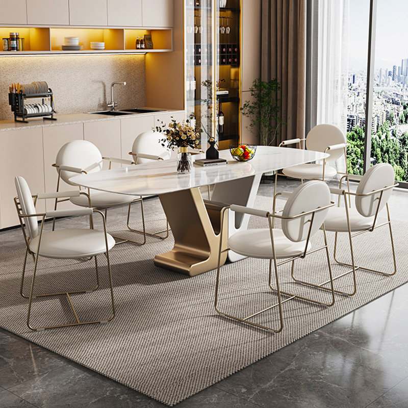 Modern luxury rectangular dining table set, 29.9"H x 55.1"L x 31.5"W