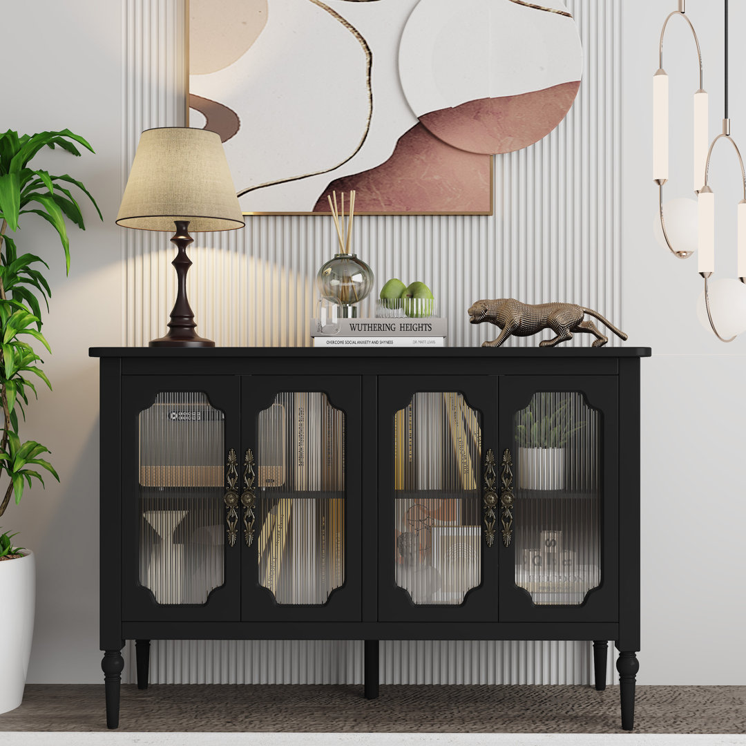Gurbachan 48-inch Vintage Sideboard with Four Glass Doors Charlton Home®