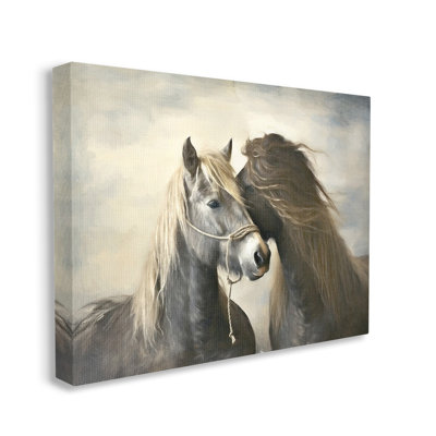 Art traditionnel sur toile, "Traditional Hugling Horses" par Ramona Murdock