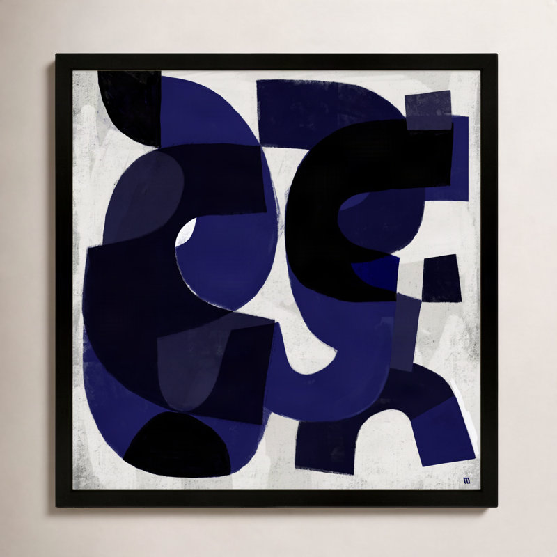 Kind Of Blue Painting by StudioM, 30" H x 30" W x 1.25" D, Black Framed Paper