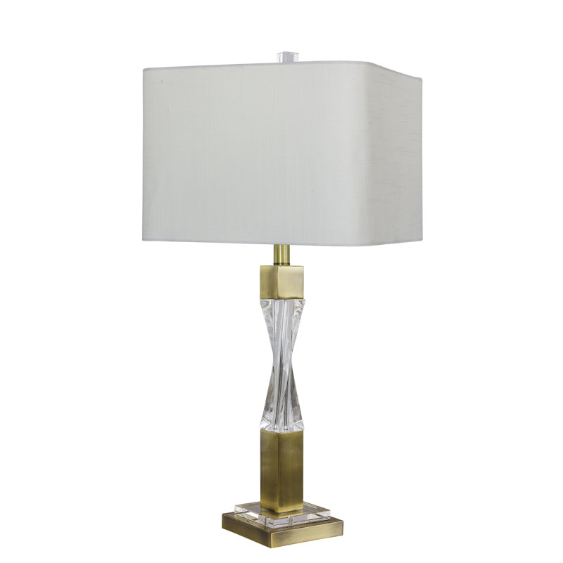 Riddleville Crystal Table Lamp, Antique Brass, White