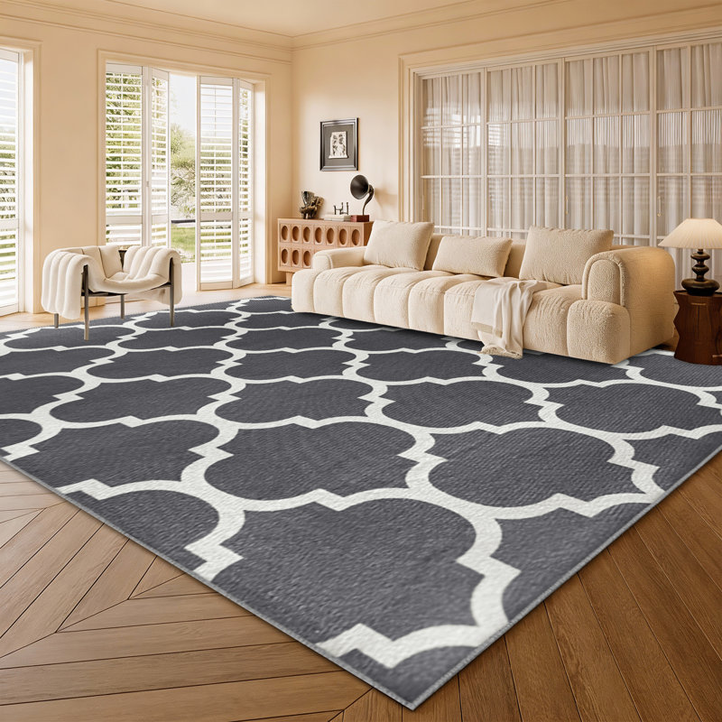 Abstract Machine Printed Shag Area Rug, Rectangle 200 x 290 cm