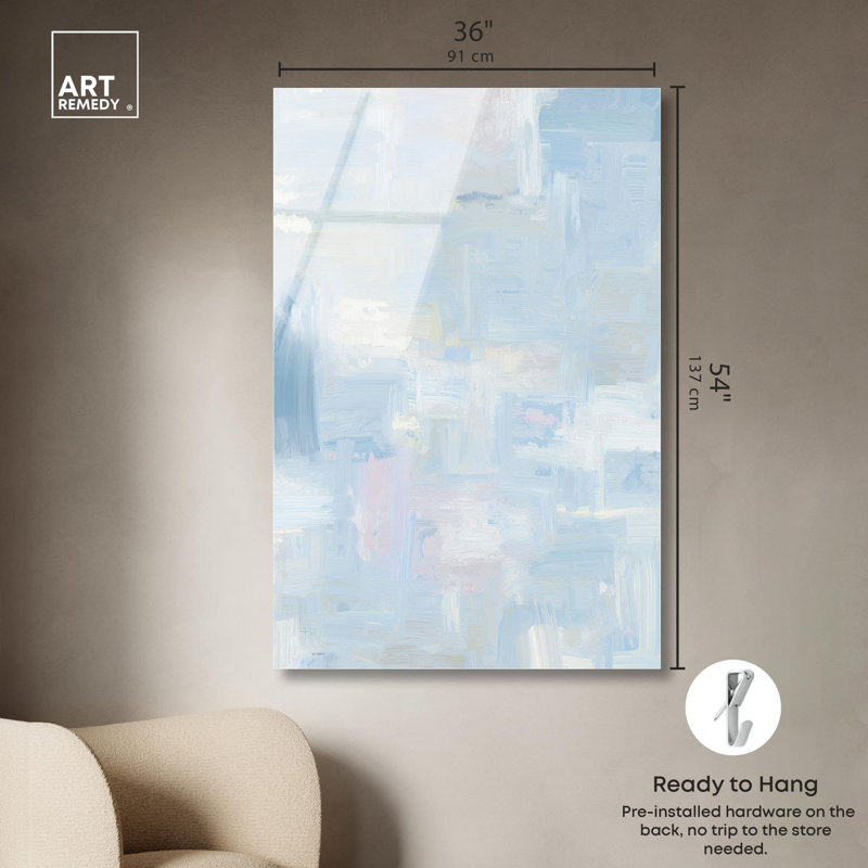 «Aqua Dreamscape II», art mural bleu apaisant par Art Remedy, H 54 po x l 36 po