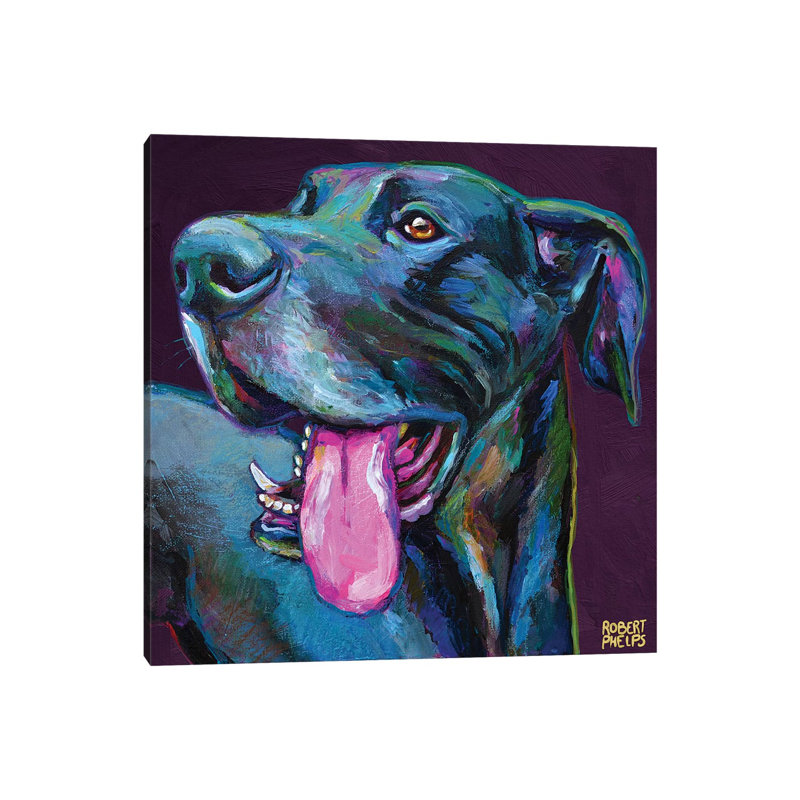 Great Dane On Violet by Robert Phelps - Wrapped Canvas Gallery-Wrapped Canvas Giclée, 45.72 cm H x 45.72 cm W x 3.175 cm D