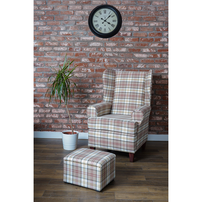Bartee Wingback Chair, Pink/Brown