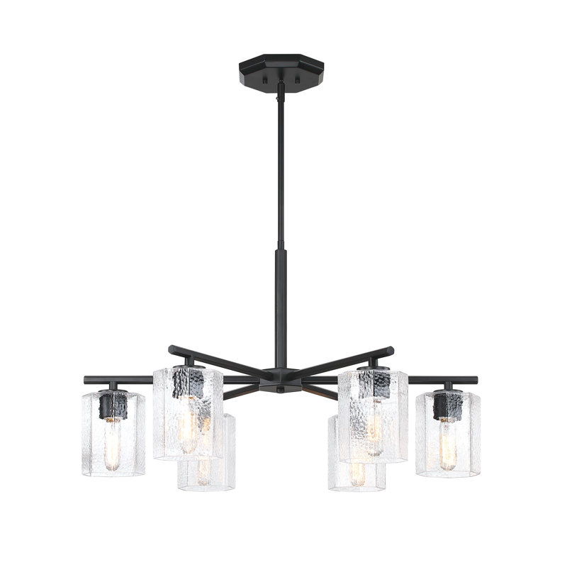 Lustre transitionnel à abat-jour 6 lumières Haven, Noir mat
