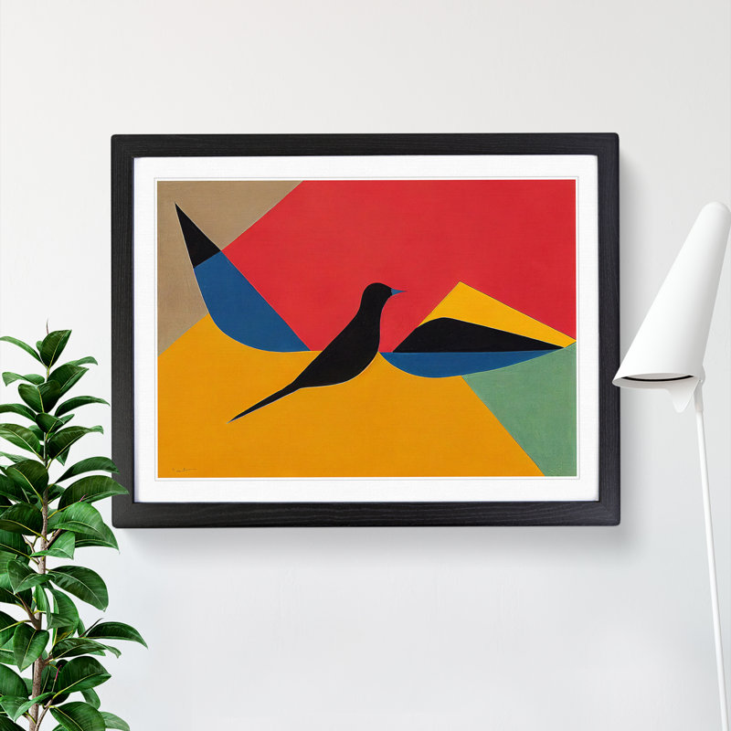 Dove Bird Abstract Vol.3 - Single Picture Frame Painting, Black, 25cm H x 34cm W x 2cm D