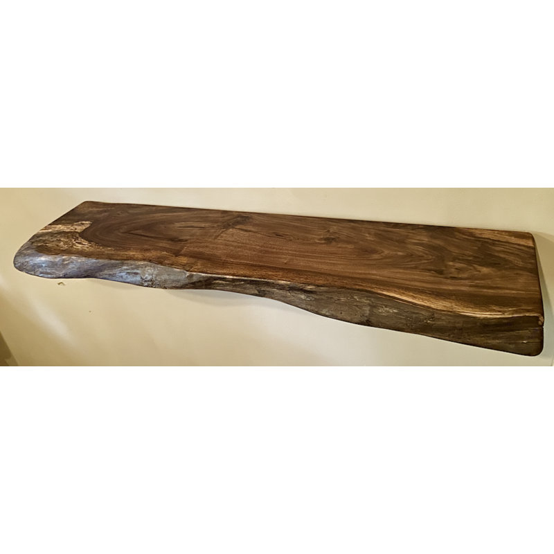 Walnut Floating Shelf with Live Edge, 2" H x 48" W x 12" D