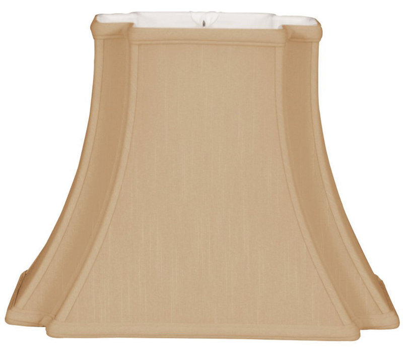 Abat-jour cloche en soie / shantung (araignée), Or antique / blanc cassé, H 8,5 po x l 10 po x P 10 po