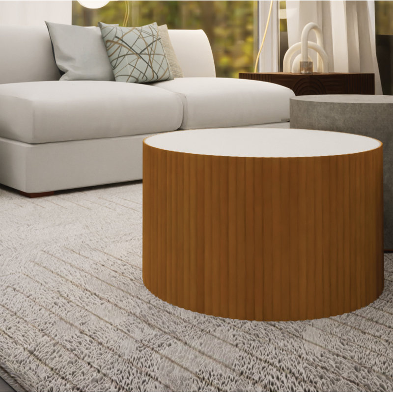 Perpetual Outdoor Round Coffee Table, Slate Gray/Gold