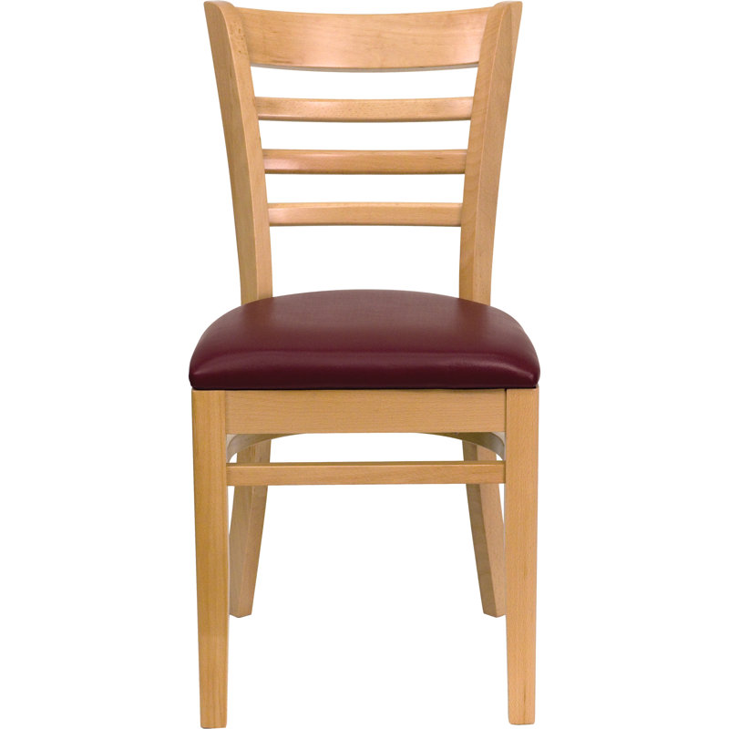 Camry 19.5'' H Beech Side Chair, Burgundy Vinyl, Natural Wood
