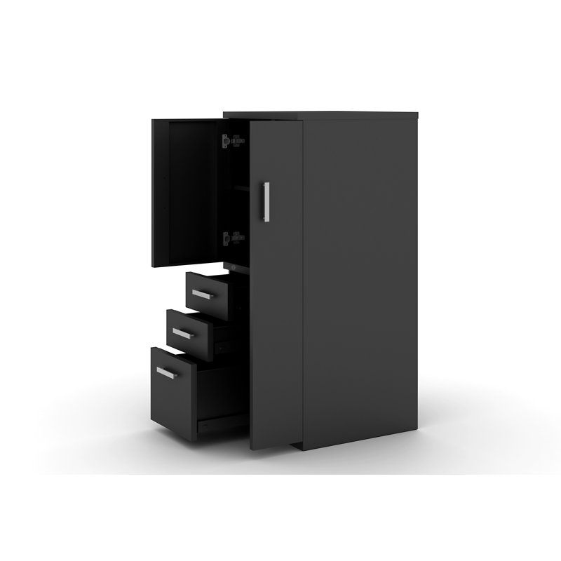 Interra Steel Filing Storage Cabinet with 3 Drawers, Interlock System, Smooth Open-Close,Right, Black