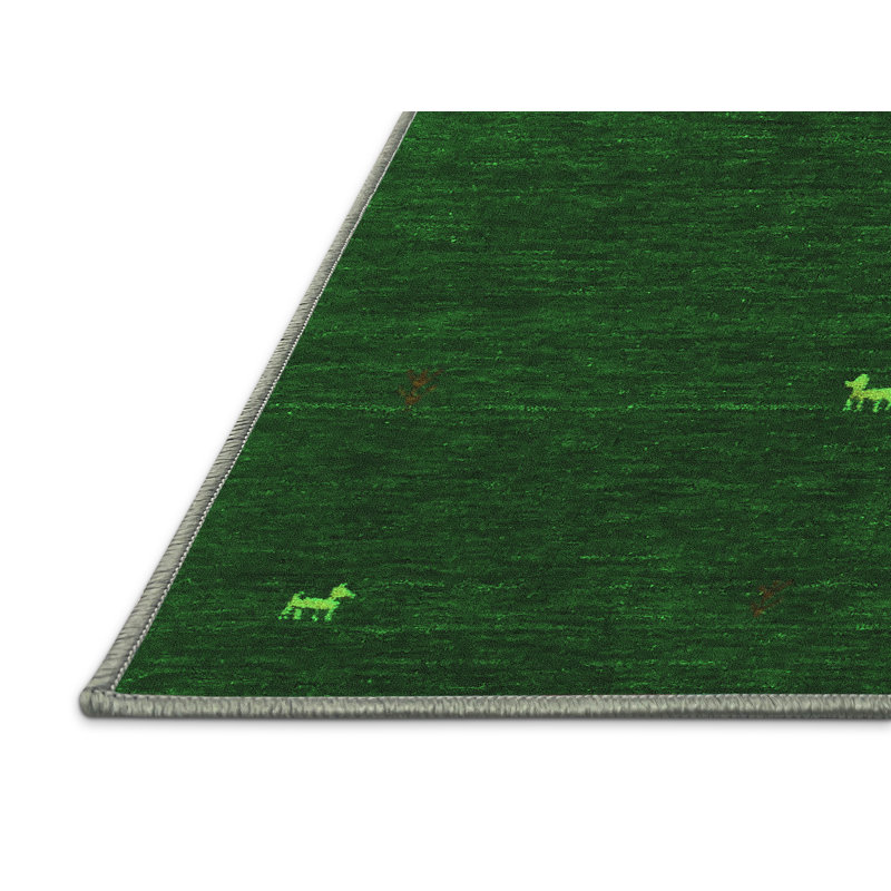 Tapis vert contemporain 946 lavable à la machine, Rectangle 7 pi x 9 pi