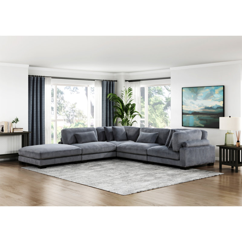 Chaise modulaire en tissu de velours côtelé 1pc